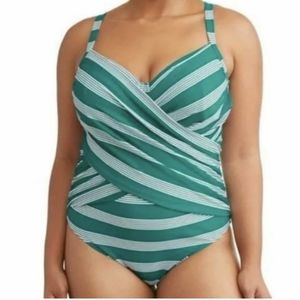 Terra & Sky teal stripe one peice swimsuit